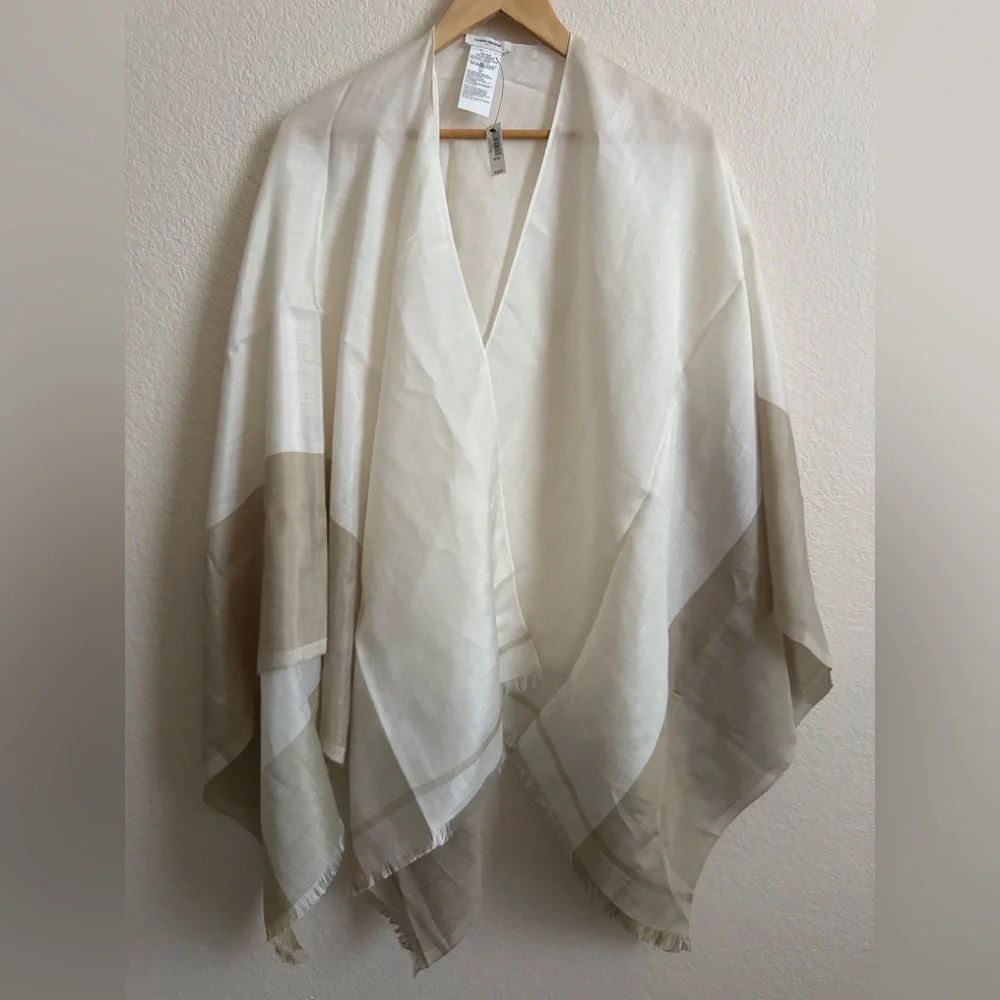 Banana Republic Cream Silk Ramie Wrap Shawl Scarf One Size NWT - Picture 1 of 5